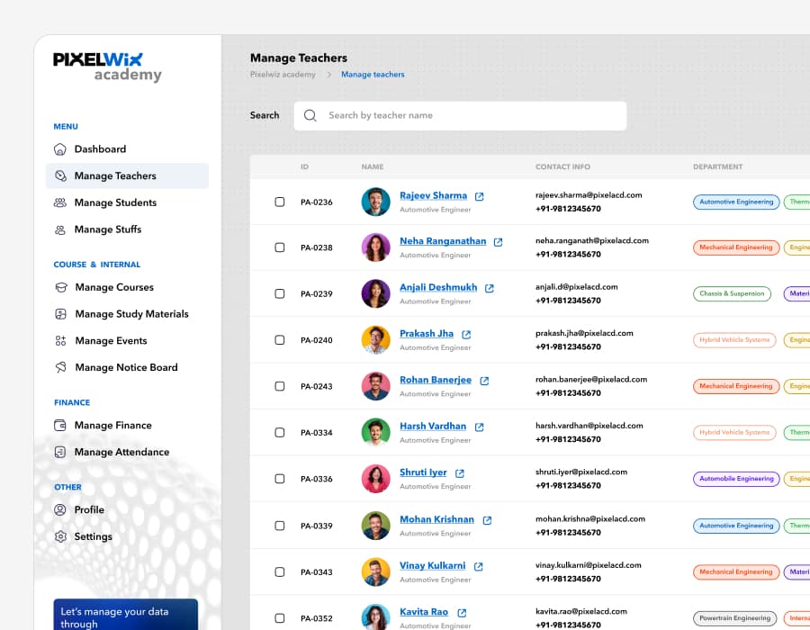 Apptex Academia Dashboard Preview